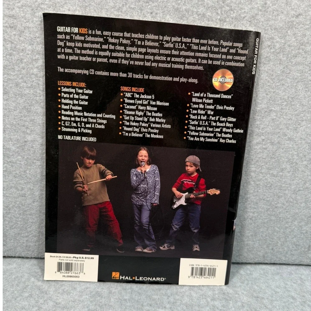 Hal Leonard Guitar for Kids Method Book w CD Beginner Acoustic Electric Beginner